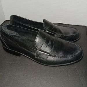 Rockport black leather loafers slip ons Men's size 11 Walkability Trentech NWOT